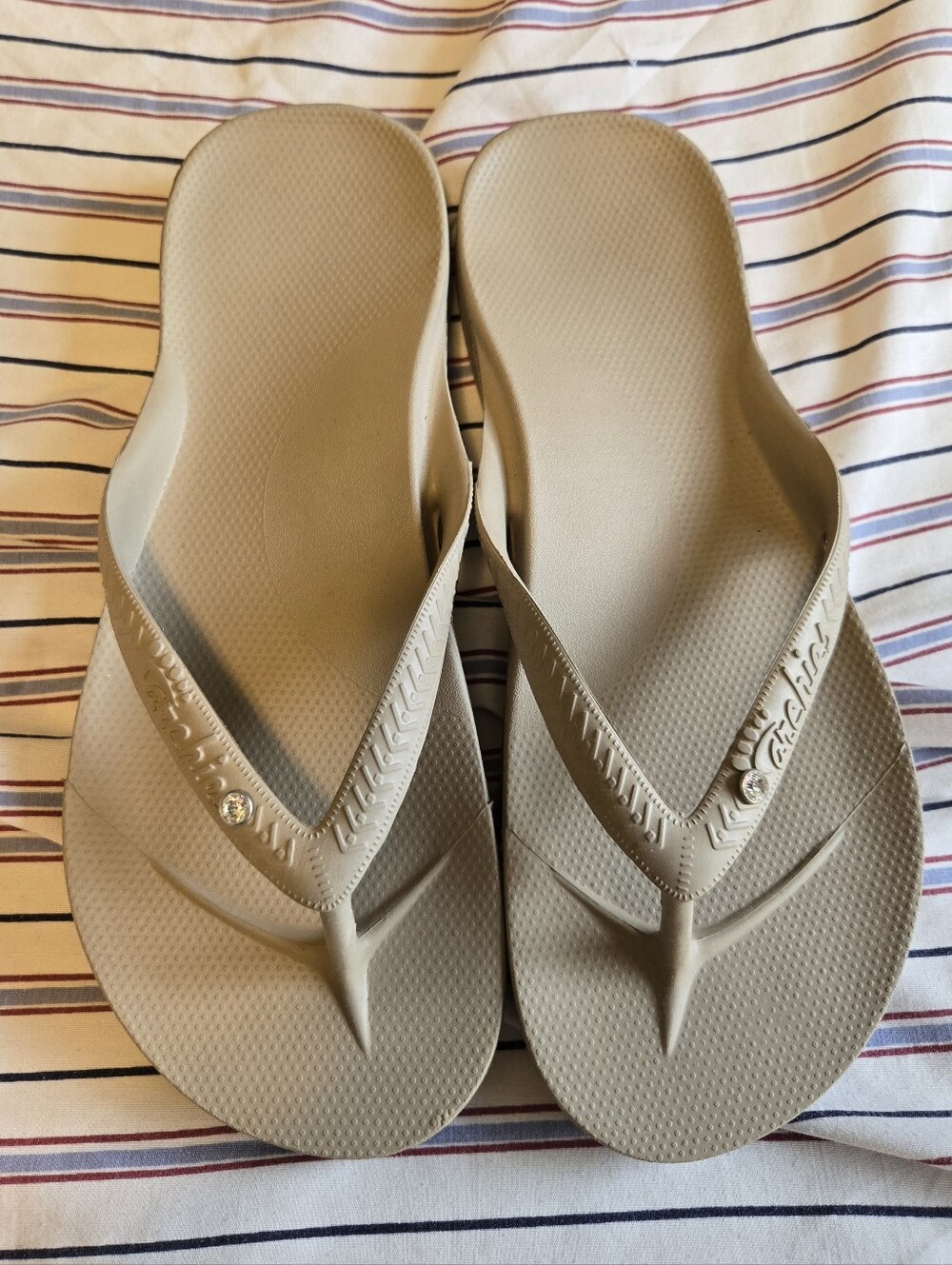 Archies Taupe Flip Flops Size 10